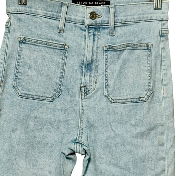 Veronica Beard Carly Kick Flare Jean with Front Patch Pockets in Get Reel - Picture 6 of 16